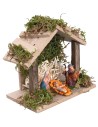 Cabaña de madera completa con natividad de 13,5x8x12 cm h