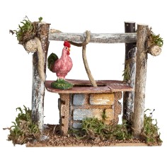 Well with beams and rooster cm 13x7.5x12 h for nativity scene Mondo Presepi