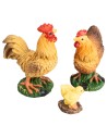Set of rooster, hen, and chicks in resin for statues 15-20 cm