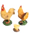 Conjunto de gallo, gallina y pollitos en resina para estatuas