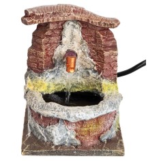 Fountain with round resin basin, working, dimensions 12x9x11.8 cm h