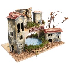 Bridge with tower and lake depth effect cm 24x15x12.5 h for 2