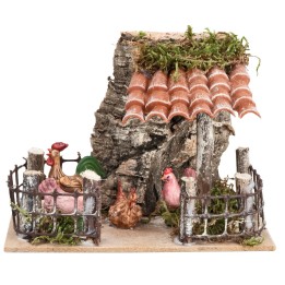 Enclosure with hens cm 13.5x7.5x10 h