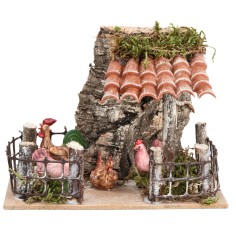 Recinto con galline cm 13,5x7,5x10 h per presepe Mondo Presepi