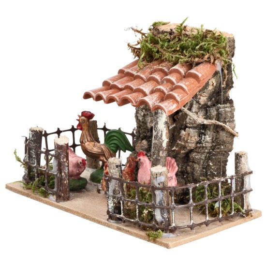 Recinto con galline cm 13,5x7,5x10 h per presepe Mondo Presepi