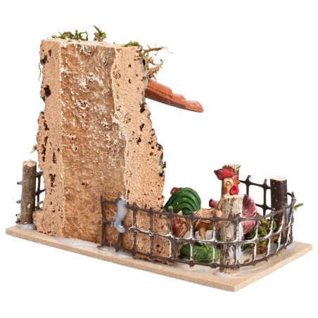 Enclosure with hens cm 13.5x7.5x10 h for nativity scene Mondo Presepi
