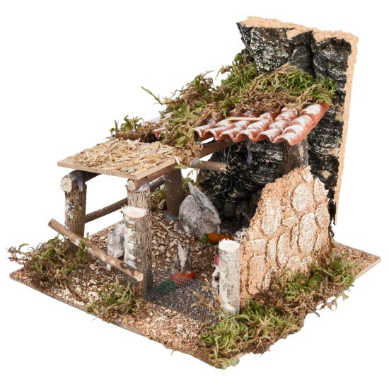 Enclosure with rabbits cm 15x15x13 h for nativity scene Mondo Presepi