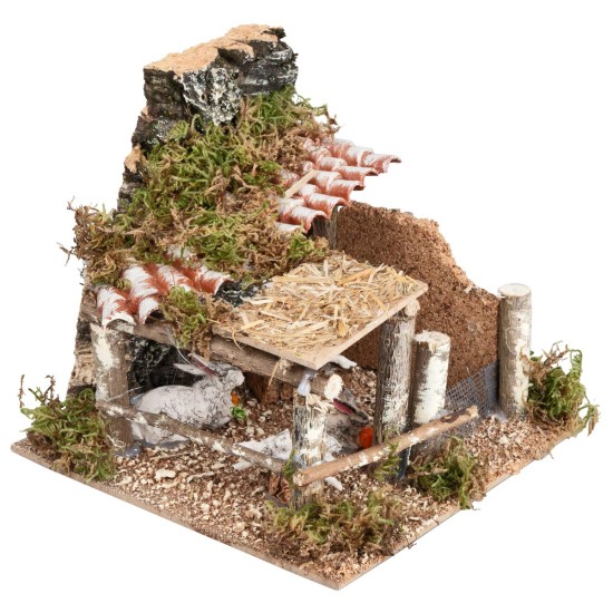 Recinto con conigli cm 15x15x13 h per presepe Mondo Presepi