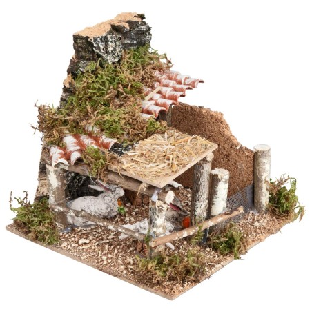 Recinto con conigli cm 15x15x13 h per presepe Mondo Presepi
