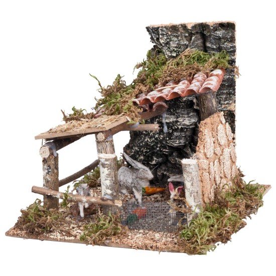Recinto con conigli cm 15x15x13 h per presepe Mondo Presepi