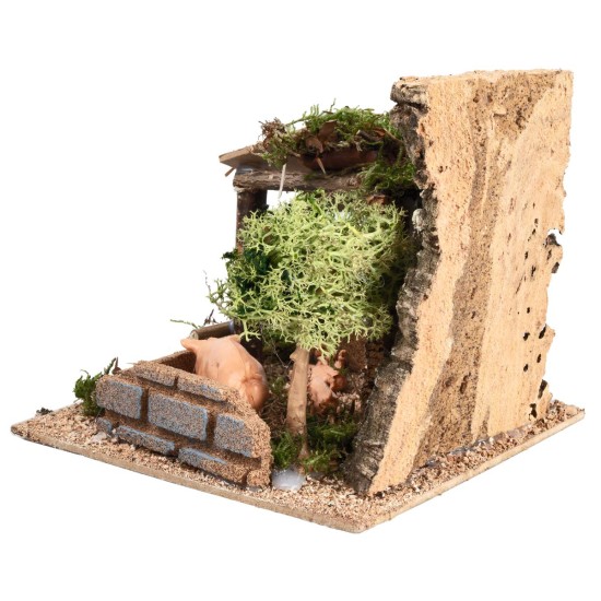 Recinto con maiali cm 15x15x13,5 h per presepe Mondo Presepi