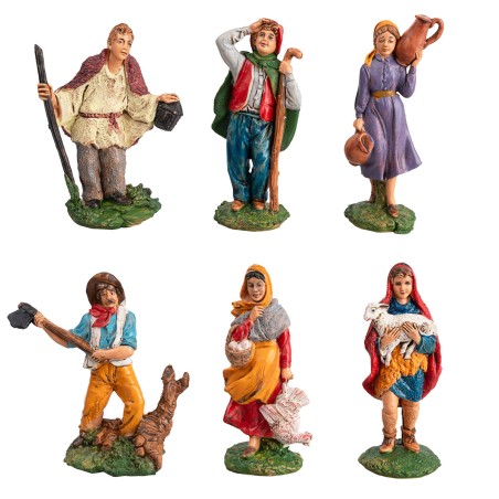 Set 6 artigiani serie 10 cm per presepe Mondo Presepi