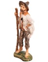 Pastor con bastón y ovejita h 17 cm