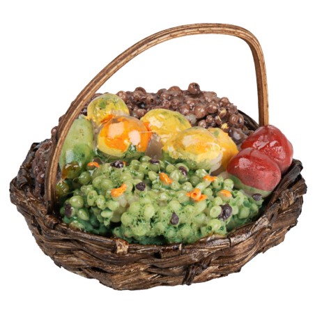 Wicker basket with vegetables ø 4.8 cm for nativity scene Mondo Presepi