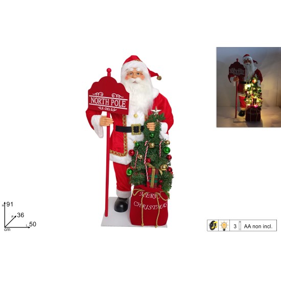 Babbo Natale con albero illuminato completo di musica h 91 cm
