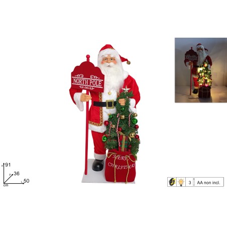 Papá Noel con árbol iluminado completo de música h 91 cm