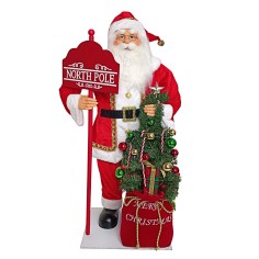 Papá Noel con árbol iluminado completo de música h 91 cm
