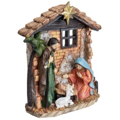 Bloque Natividad con cabaña en resina cm 12,5x4,5x16,5 h 2