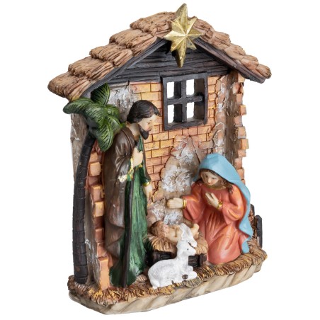 Blocco Natività con capanna in resina cm 12,5x4,5x16,5 h per