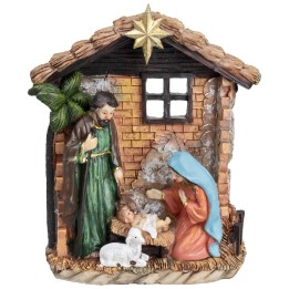 Nativity Block with resin hut cm 12.5x4.5x16.5 h