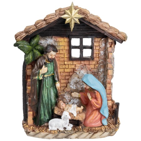 Nativity Block with Resin Hut cm 12.5x4.5x16.5 h for