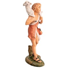 Shepherd carrying lamb on shoulders h 17 cm for nativity scene 2