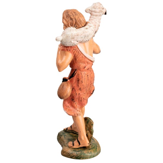 Shepherd carrying lamb on shoulders h 17 cm for nativity scene