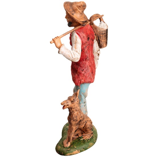 Pastor con perro y cesta al hombro h 18 cm para belén Mundo