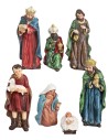 Conjunto de natividad 7 figuras altura 12 cm en resina para belén Mundo