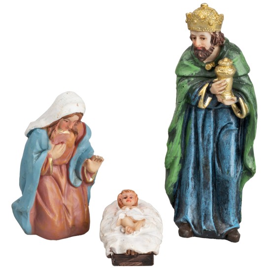 Set natività 7 soggetti h 12 cm in resina per presepe Mondo