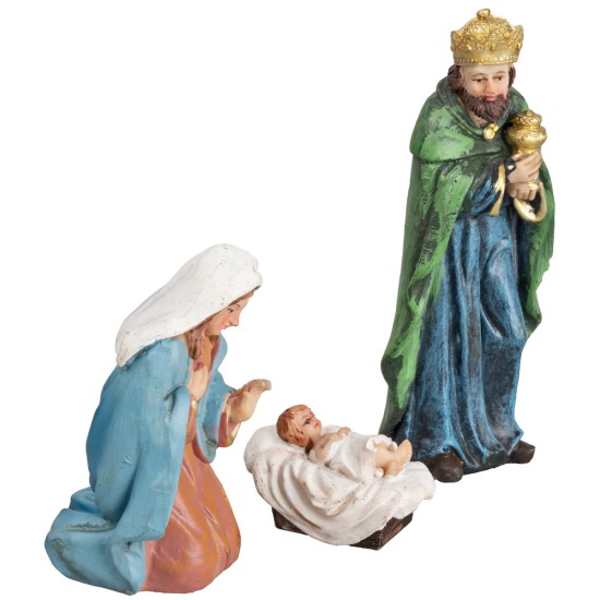 Conjunto de natividad 7 figuras altura 12 cm en resina para belén Mundo