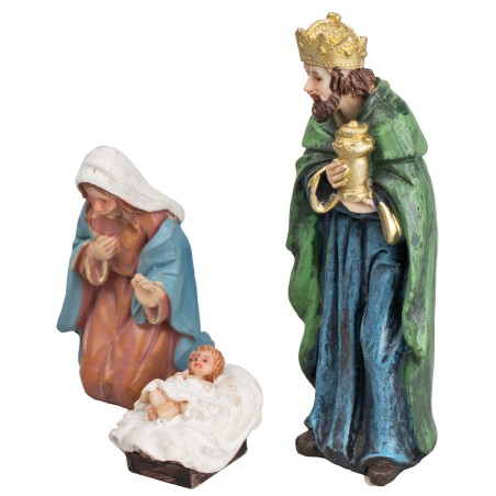 Set natività 7 soggetti h 12 cm in resina per presepe Mondo