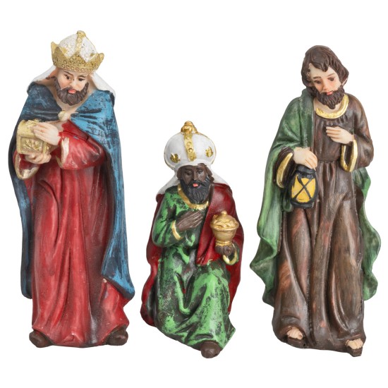 Conjunto de natividad 7 figuras altura 12 cm en resina para belén Mundo