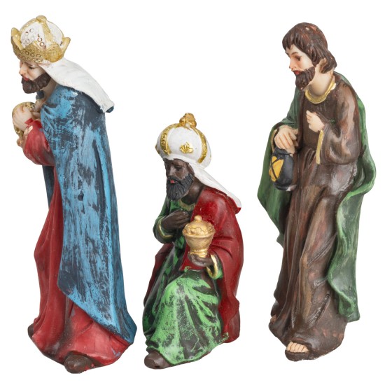 Set natività 7 soggetti h 12 cm in resina per presepe Mondo