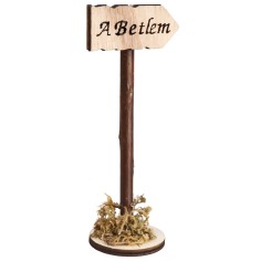 Cartel de madera con la inscripción “A Betlem” h 11 cm para el belén 2