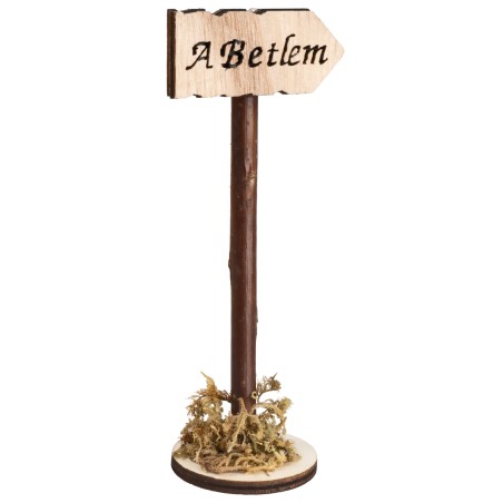 Cartello in legno con scritta “A Betlem” h 11 cm per presepe