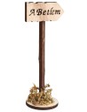 Cartello in legno con scritta “A Betlem” h 11 cm per presepe