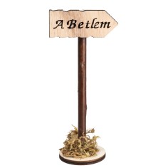 Wooden sign with inscription “A Betlem” h 11 cm for nativity scene