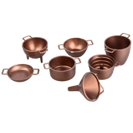 Set of 7 copper-colored plastic pots - Code