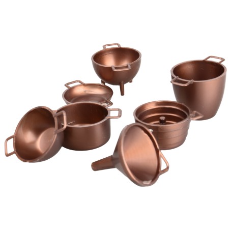Set of 7 copper-colored plastic pots - Code
