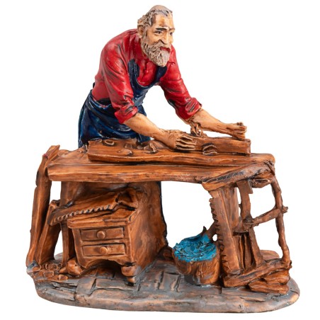 Carpenter with 10 cm plane for nativity scene Mondo Presepi