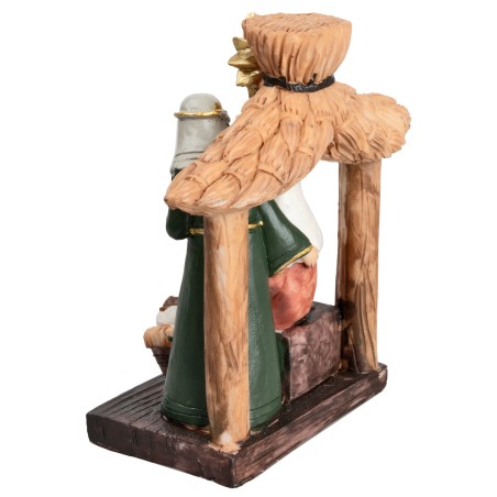 Natività con capanna in resina cm 7,5x5x11,5 h per presepe
