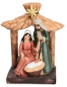 Natividad con cabaña en resina cm 7,5x5x11,5 h