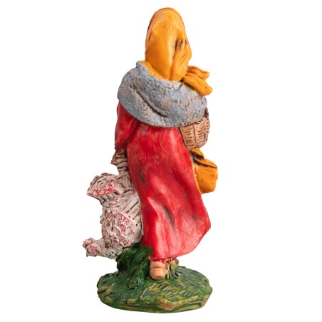 Donna con cesto e gallina 10 cm per presepe Mondo Presepi