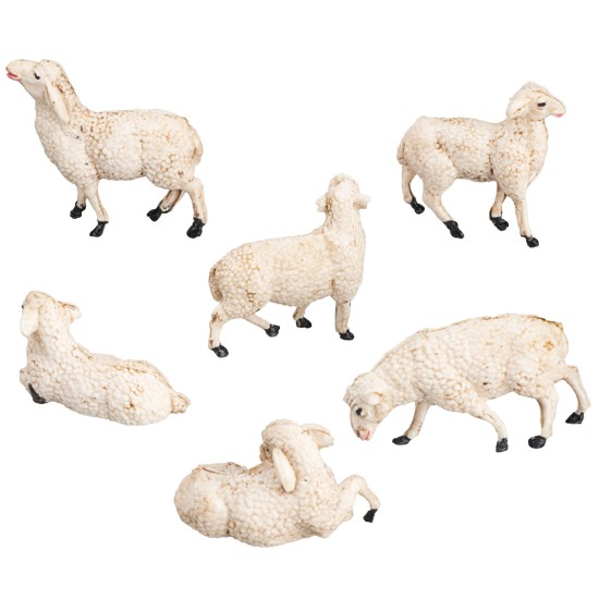 Juego de 6 ovejas de PVC para estatuas de 8-10 cm para belén Mondo