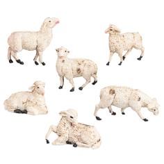 Set of 6 PVC sheep for 8-10 cm statues for Mondo nativity scene