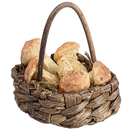 Basket with mushrooms in wicker for figurines 15-20 cm