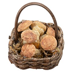 Cesta con hongos en mimbre para figuras de 15-20 cm 2