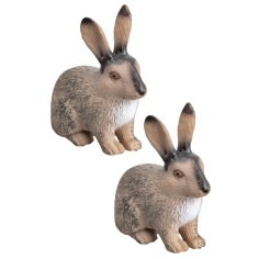 Set de 2 conejos de resina h 4,7 cm para belén Mondo Presepi