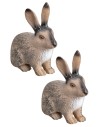 Set 2 conigli in resina h 4,7 cm per presepe Mondo Presepi